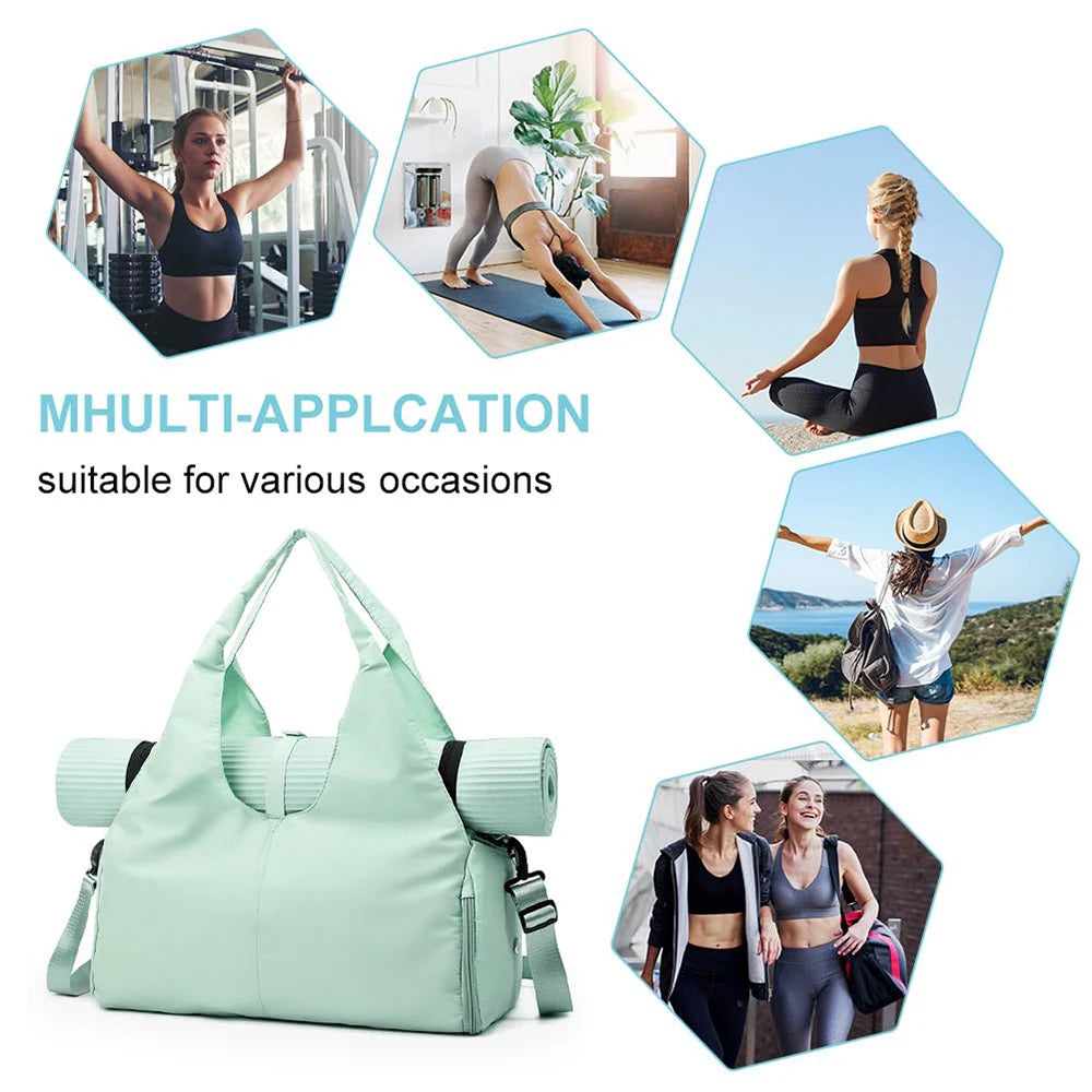 Yoga Mat Gym Bag For Women's Independent Shoe Compartment Handbags Travel Fitness Tote Bag Large Capacity Swimming Shoulder Bag