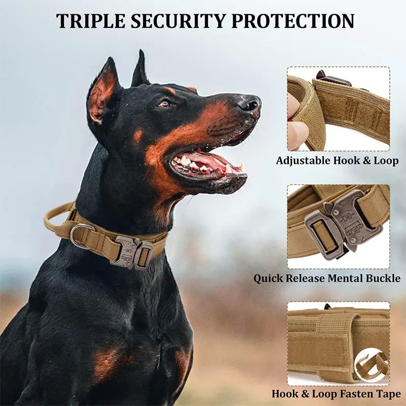 Outdoor Sports Style Tactical Dog Collar Usable Collar For Medium To Large Dogs With Traction Capability for Dog Training