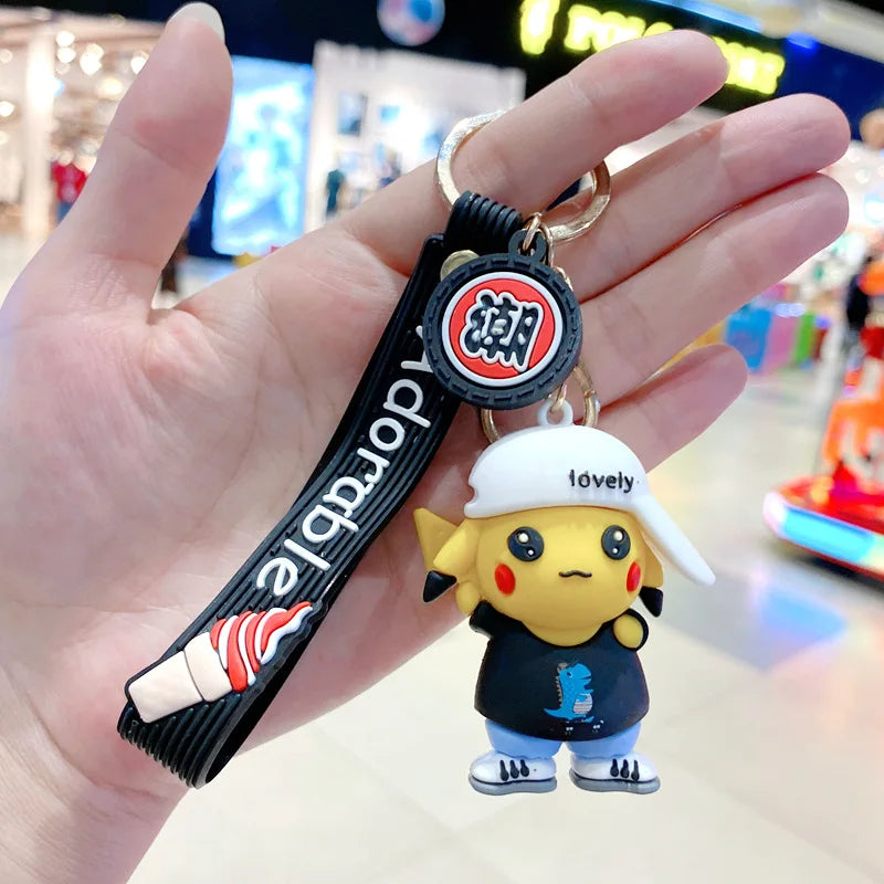New Pokemon Pikachu Keychain Anime Cartoon Key Chain Charmander Psyduck Fashion Bag Keyring Pendant Accessories Toys Kids Gifts