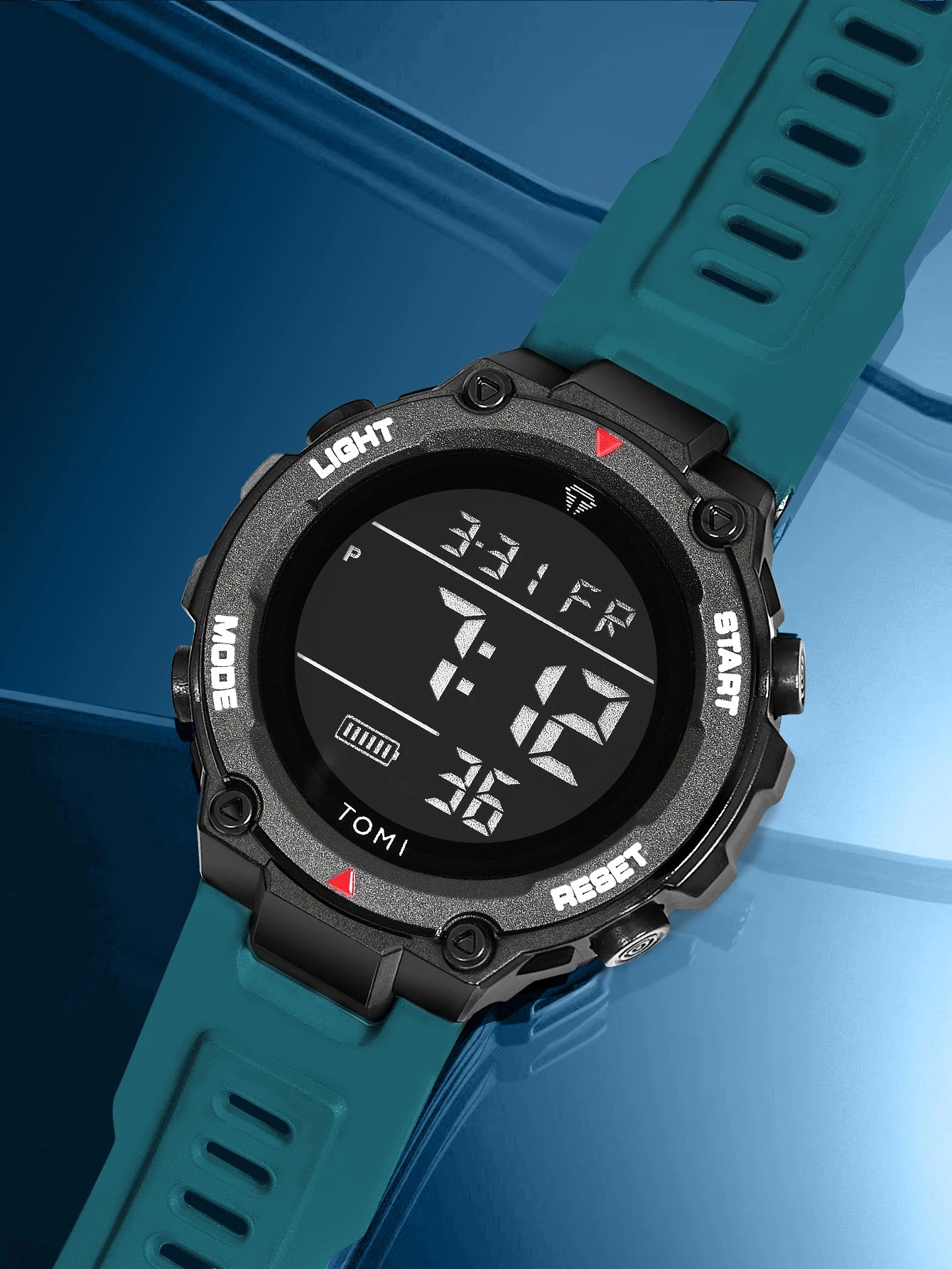 TOMI Tactical Digital Watch Military Green Black 4-Button Sport Modes Shockproof Waterproof Outdoor Hiking