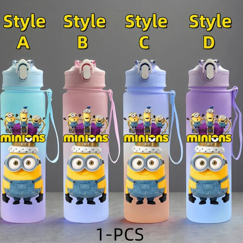 Minions Anime Character Water Cup Large Capacity Outdoor Sports Portable Rope Drinking Bottle Children's Gift Kettle
