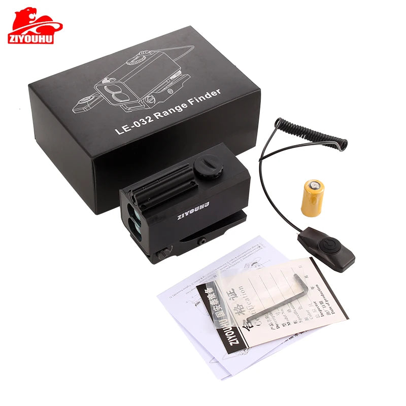 Mini Laser Rangefinder Rifle Scope with Red Dot, Multifunction Tactical Hunting Laser Range Finder, Mount on Gun, 1200m