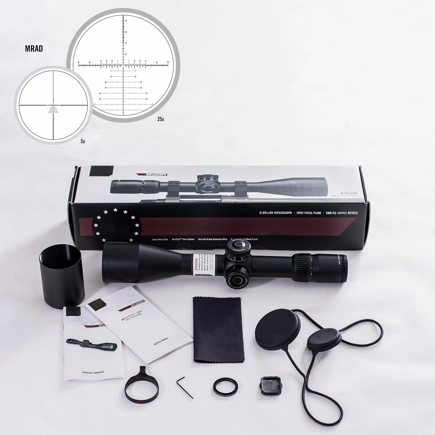 Tactical S6 1-6x24 SFP Riflescope Lock Reset Hunting With Red&Green Illumination Wide Field of View Design For AR 15 .223 5.56