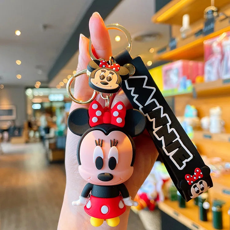 New Cartoon Anime Disney Keychain Mickey Mouse Minnie Lilo & Stitch Doll Keyring Ornament Key Chain Car Pendant Kids Toys Gift
