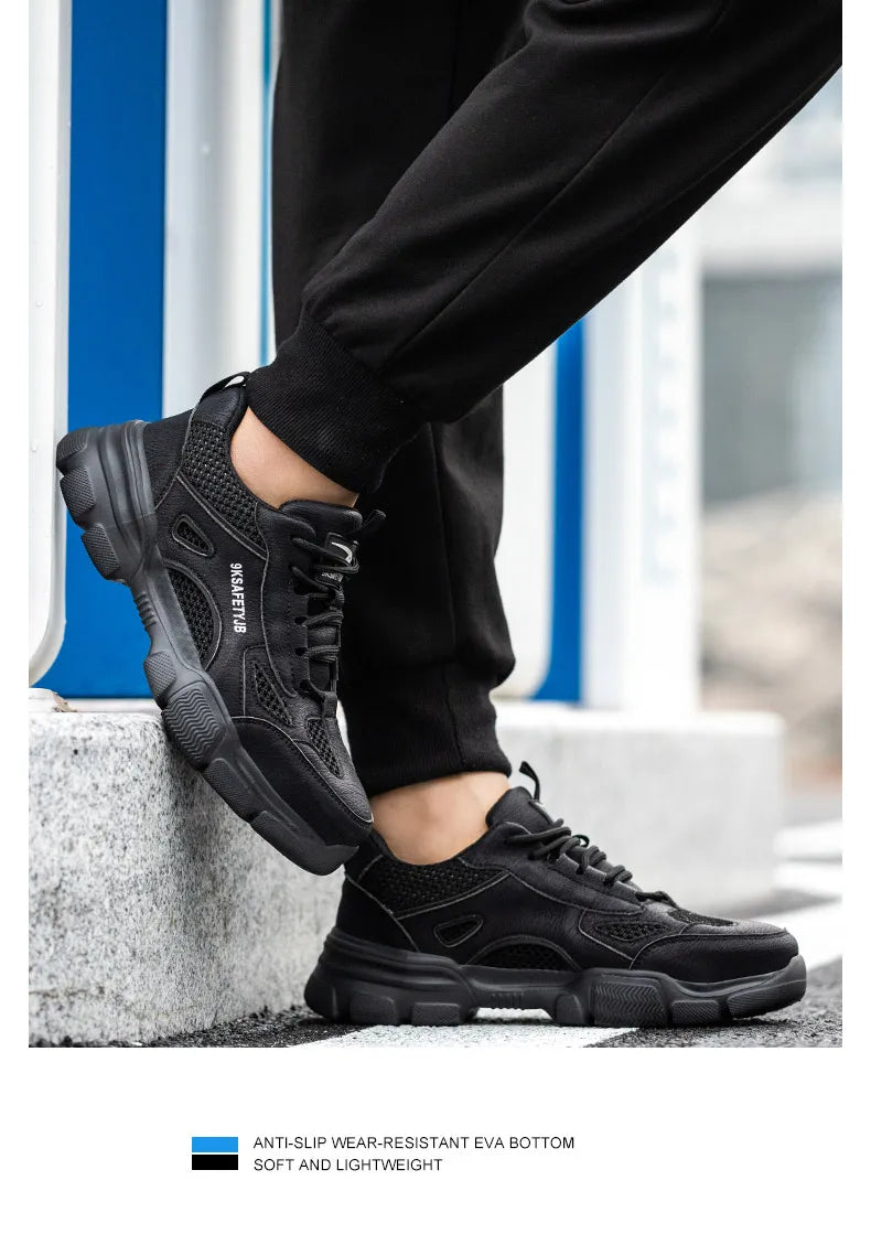 Safety Shoes Men for Work Sneaker Anti-smash Non Slip Work Shoes Steel Toe Protection Shoes Lightweight Breathable Work Boots
