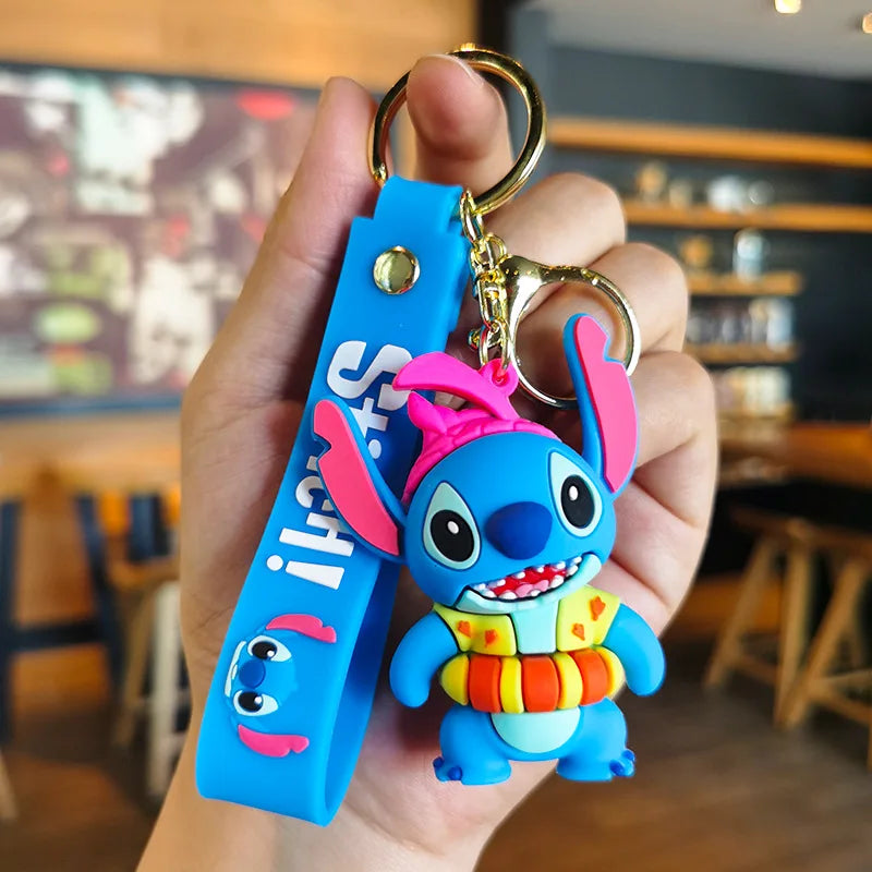 New Cartoon Anime Disney Keychain Mickey Mouse Minnie Lilo & Stitch Keyring Key Chain Car Pendant Kids Toys Gift Wholesale