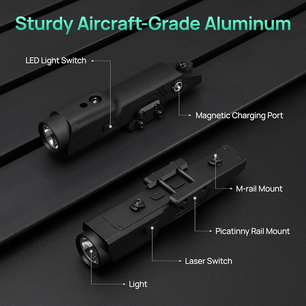 New Richfire 2 in 1 Combo Tactical Rechargeable Flashlight 2000 Lumen,Picatinny Rail MLOK Mounted Rifle AR15 Light for Hunting
