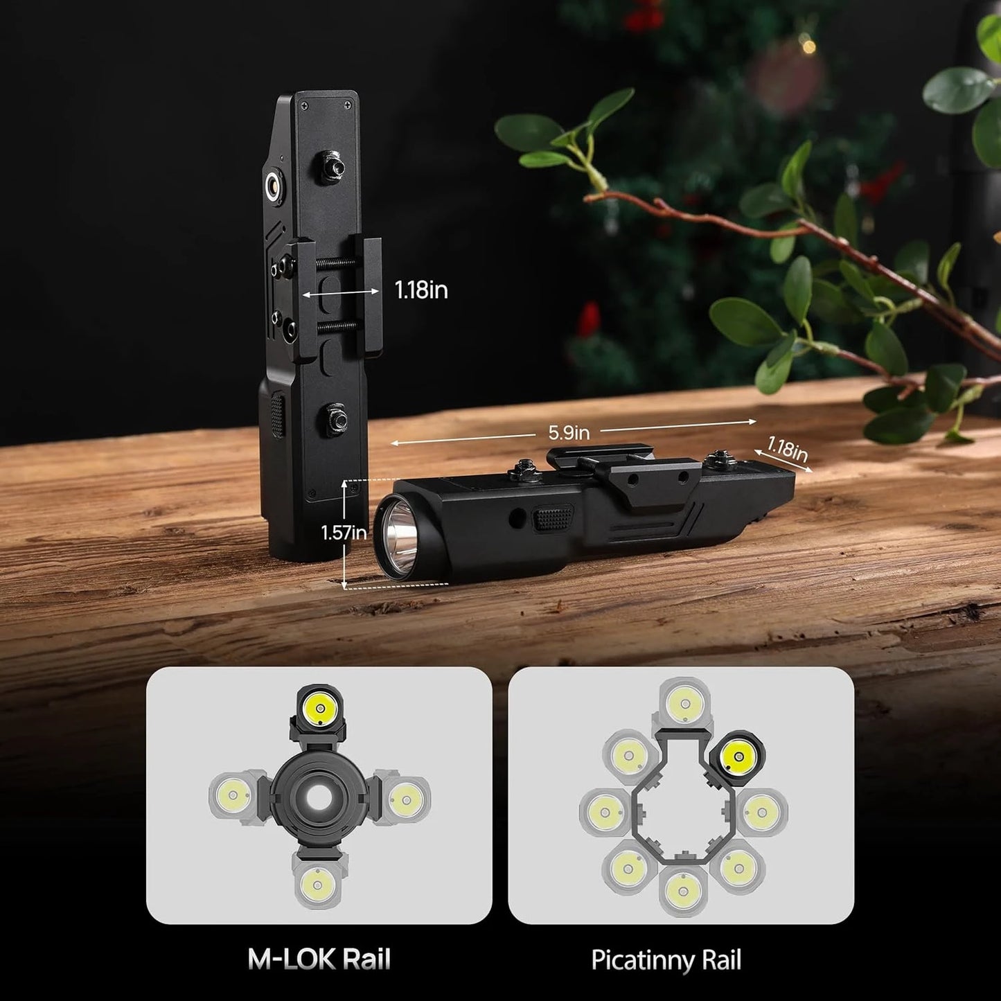 New Richfire 2 in 1 Combo Tactical Rechargeable Flashlight 2000 Lumen,Picatinny Rail MLOK Mounted Rifle AR15 Light for Hunting