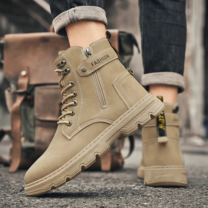 High-top boots, British style, casual and versatile, men's shoes for workwear
