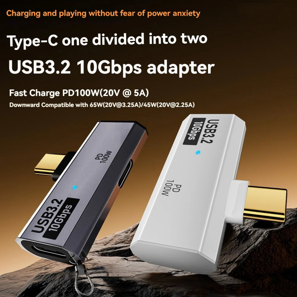 Type-C 10Gbps/Headphone Adapter with PD 100W Charging Port 2-in-1 USB C Splitter for Rog Ally, Steam Deck, Laptop, Mobile Phone