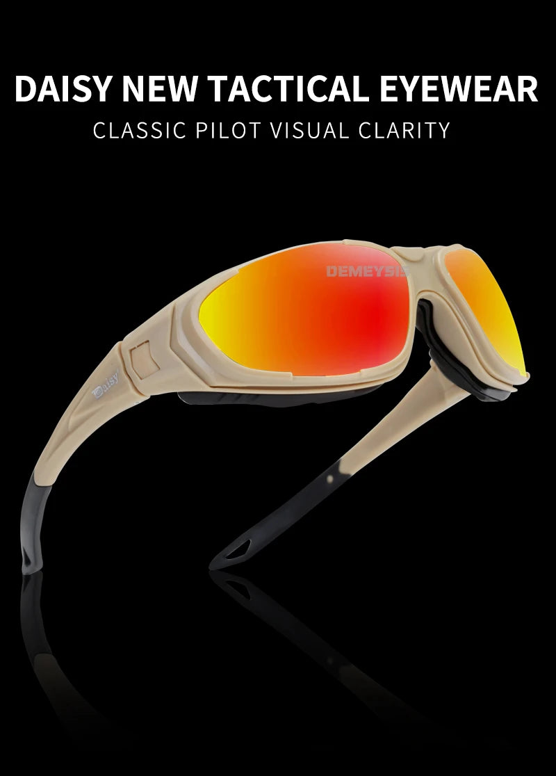 Tactical Glasses Outdoor Safety Polarized Sunglasses UV Protection for Hunting Biking Cycling Hiking Motorcycle Safety Eyewear