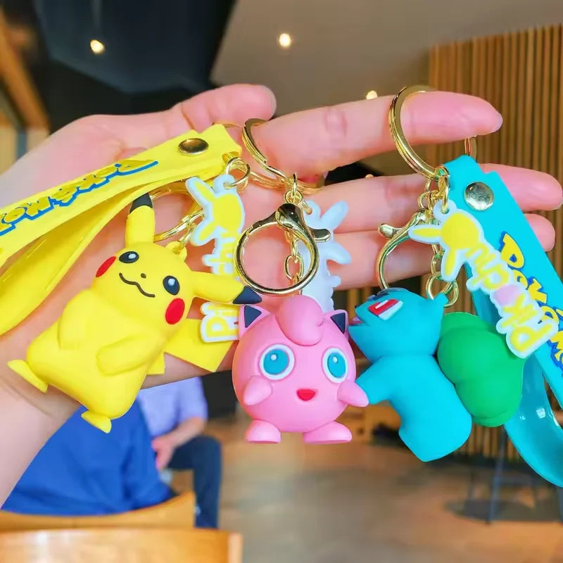 Original Pikachu figurine fashionable cartoon keychain Pokémon anime decorative model toy car decoration children's
