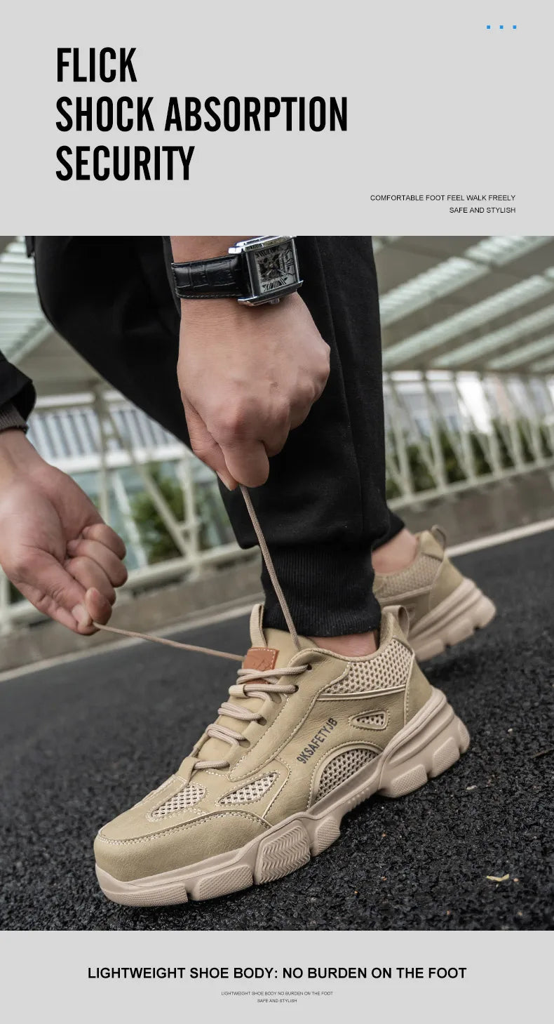 Safety Shoes Men for Work Sneaker Anti-smash Non Slip Work Shoes Steel Toe Protection Shoes Lightweight Breathable Work Boots