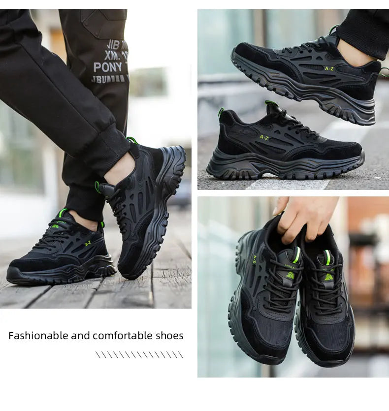 Safety Shoes Men Steel Toe Work Shoes Anti-smash Anti-puncture Indestructible Shoes Protective Boots Tactical Boots