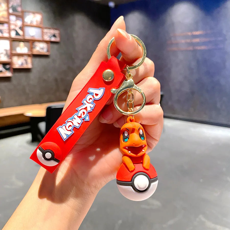 New Pokemon Pikachu Keychain Anime Cartoon Key Chain Charmander Psyduck Fashion Bag Keyring Pendant Accessories Toys Kids Gifts