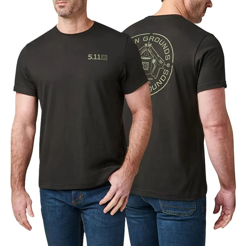 USA 5.11 Outdoor Short Sleeved Men Breathable Sweating Training Sport Printed Quick Drying T-Shirt Fighting Boxing Shirt