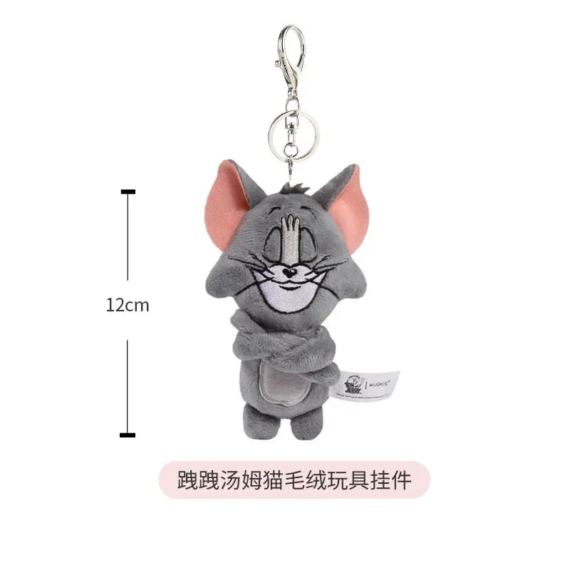 Hot 10cm Tom and Jerry Plush Keychain Mouse and Cat Cartoon Plushie Stuffed Animal Pou Doll for Kids Birthday Gift