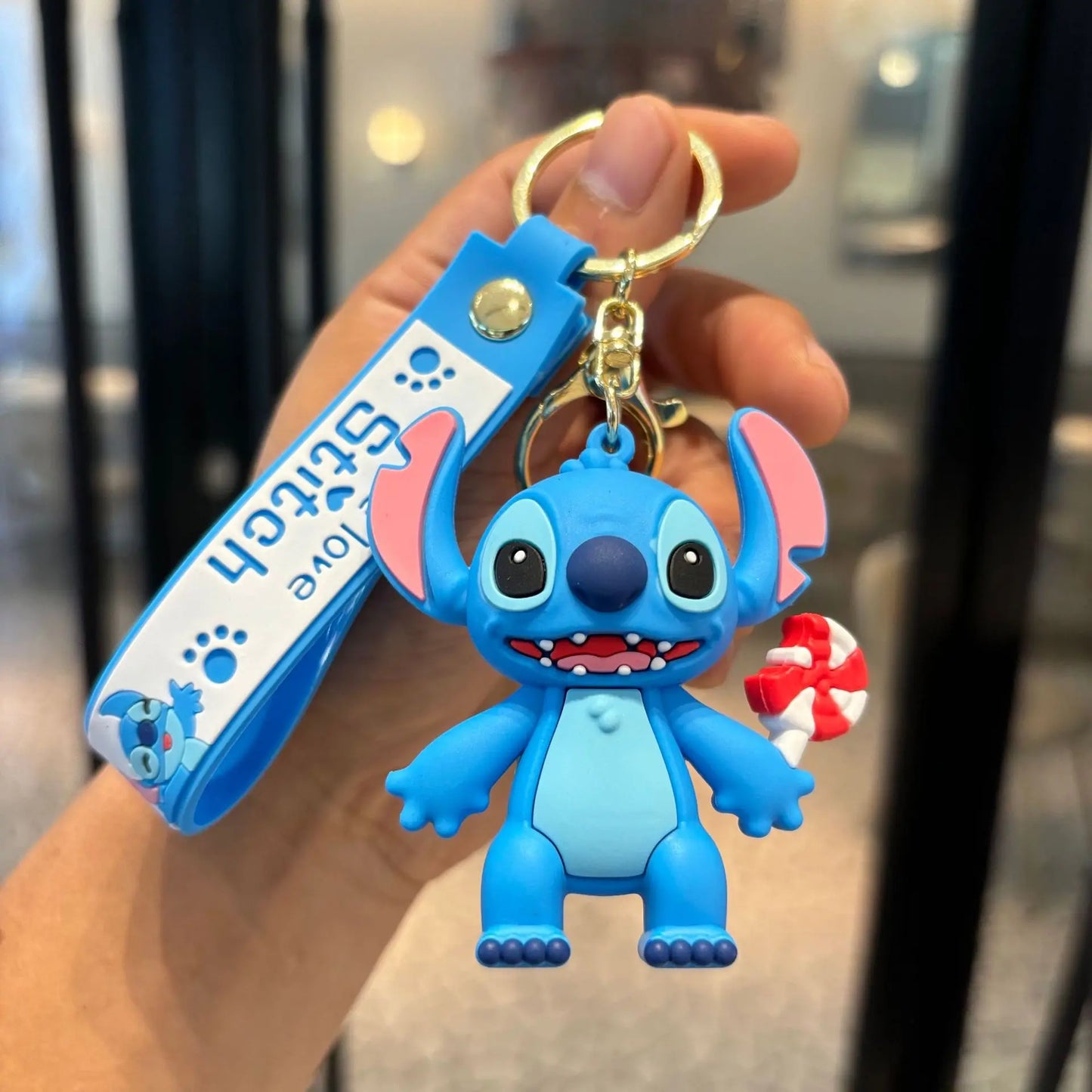 Wholesale Anime Disney Keychain New Mickey Mouse Minnie Lilo & Stitch Doll Keyring Ornament Key Chain Car Pendant Kid Toys Gifts