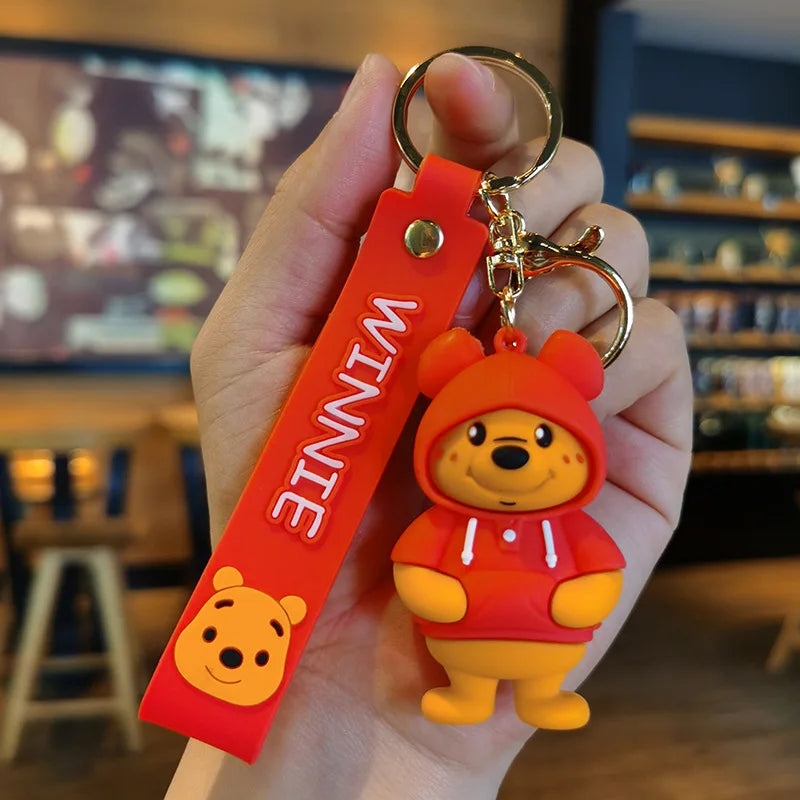 New Cartoon Anime Disney Keychain Mickey Mouse Minnie Lilo & Stitch Doll Keyring Ornament Key Chain Car Pendant Kids Toys Gift