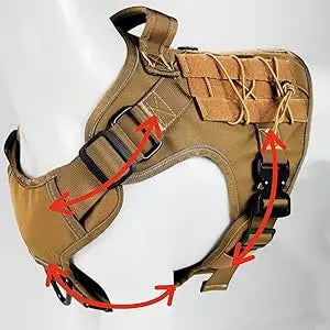 Tactical Dog Harness, two Metal Buckle Heavy Duty Dog Harness with Do Not Pet nameplate Patch, Reflective Military Dog Harness