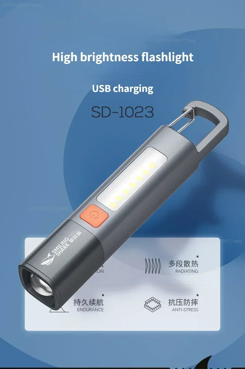 Xiaomi Strong Lighting ABS Flashlamp Charging Portable Outdoor Mini Flashlight Camping Hanging Telescopic Focus COB Side Lamp