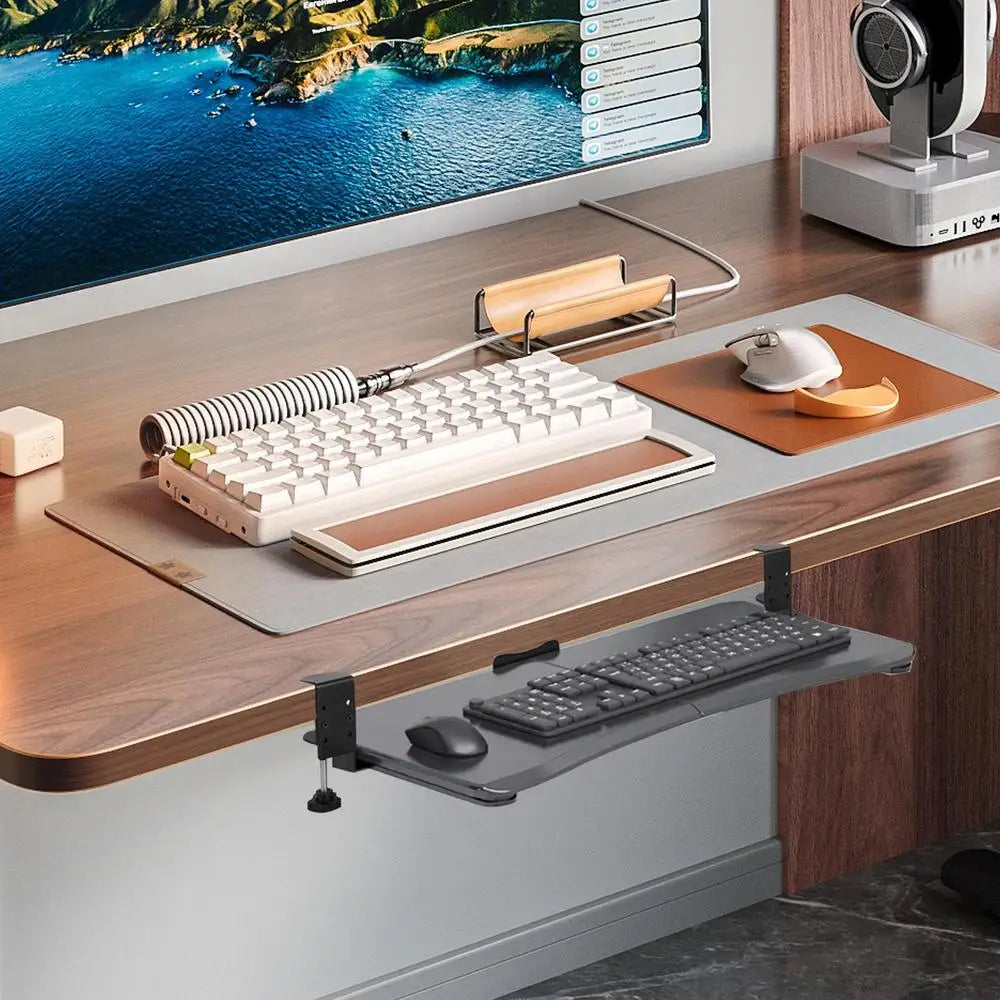 Underdesk Keyboard Drawer Under Desk Mounted Keyboard Holder Slide-Out Keyboard Drawer Keyboard Shelf Sliding Under Desk Mounted