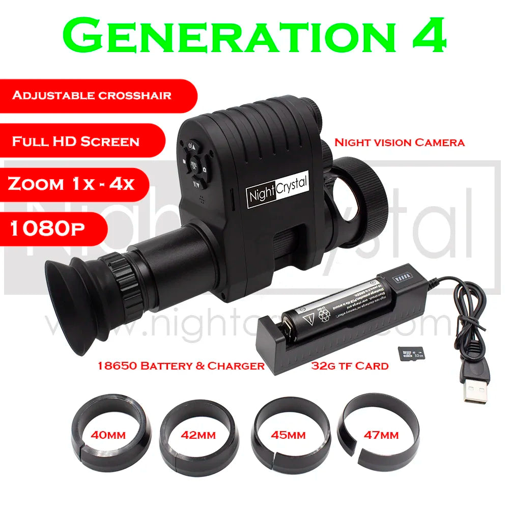 Hunting Night Vision Riflescope, Clip-on Attachment, Monocular, 1080p Video Camera, Thermal Goggle, Red Dot Sight, Laser IR, 850
