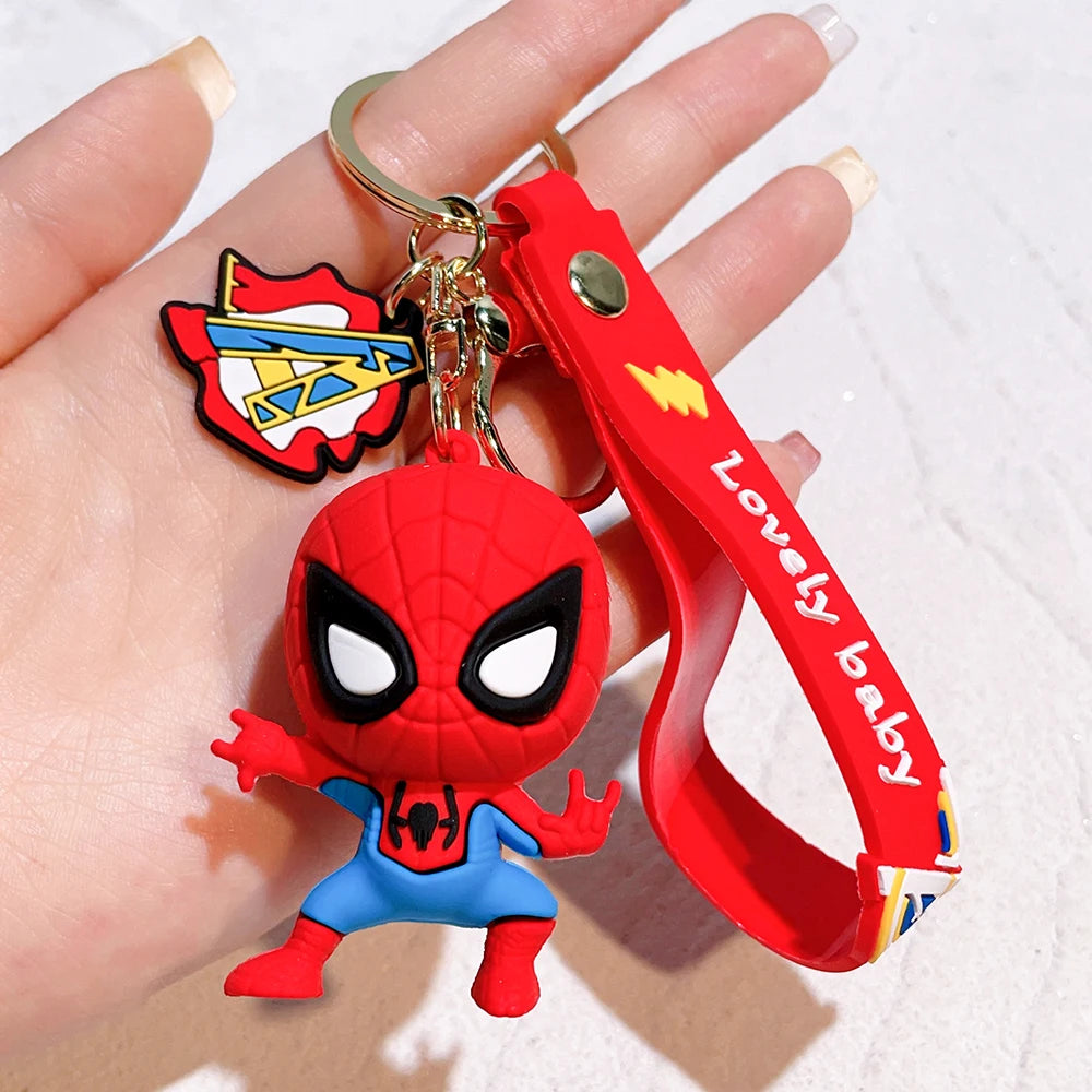 Q Version of The Marvel Series Keychain Cartoon Creative Spider-Man Doll Key Ring Schoolbag Car Key Chain Pendant Student Gifts