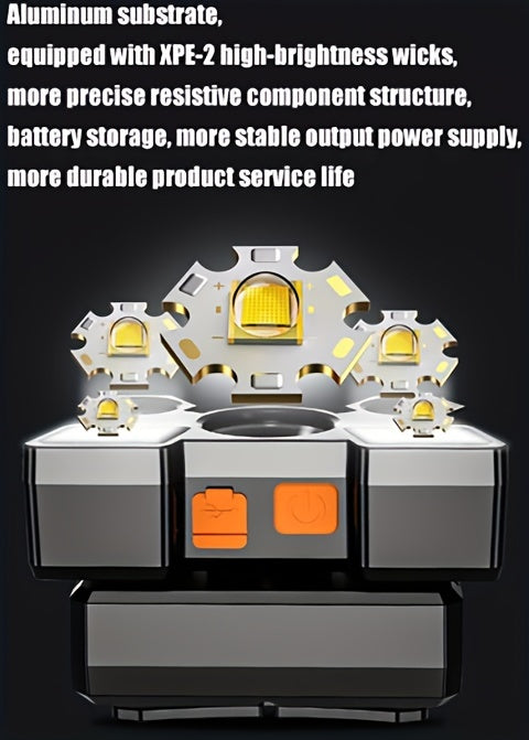 USB Rechargeable Headlamp Portable 5LED Headlight Built In Battery Torch Portable Working Light Fishing Camping Head Light For Travel, Camping, Fishing, Hunting