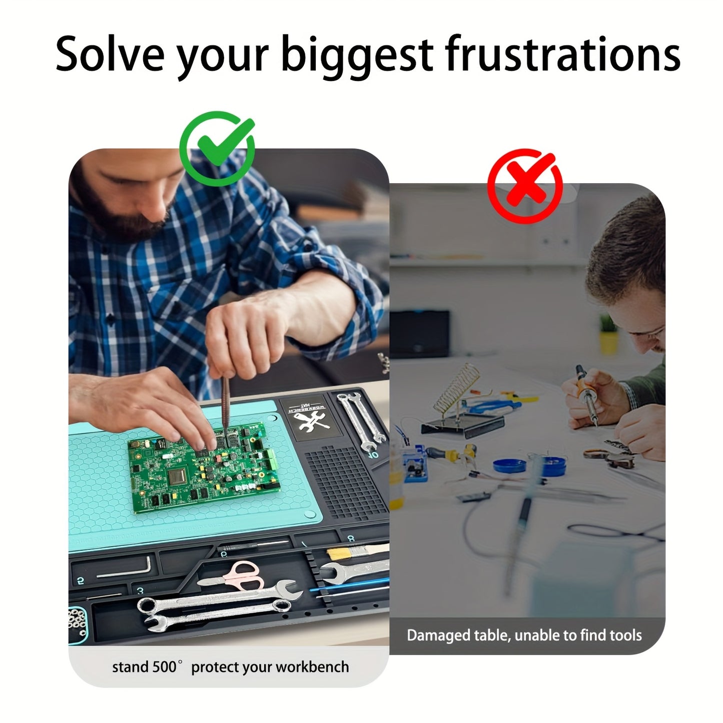 Wholesale Price Silicone/PVC Soldering Mat, Anti-slip Insulation Phone Repair Mat Screw Table Mat Set for Workbench Desk Maintenance Tools Divided Area, Heat Resistant Mat with Magnetic