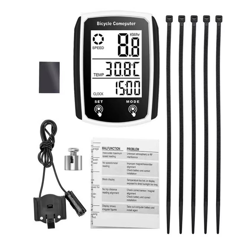 Wired Bike Computer LED Digital Bicycle Speedometer Odometer Touchscreen Cycling Computer Waterproof with Backlight