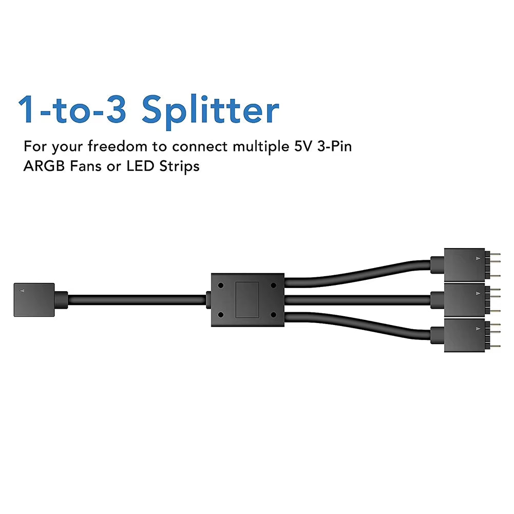 5V/3Pin ADD-RGB to 12V/4PIN Adapter Sync with Motherboard 5V ARGB to 12V RGB Converter Built-In 50 Color Modes