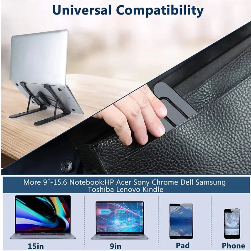 Laptop Stand Universal Computer Stand, Adjustable Angle Computer Stand, Stable, Portable and Foldable