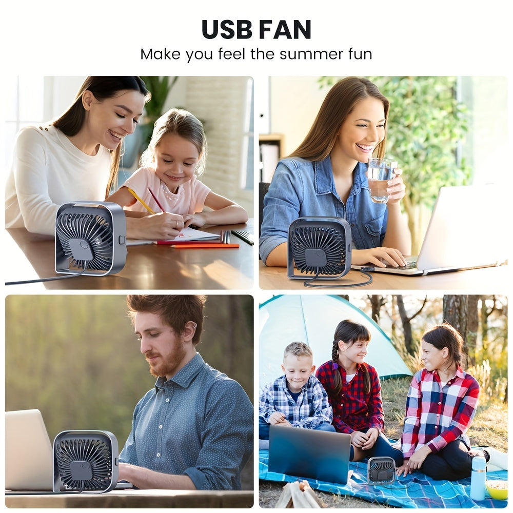 Stay Cool & Comfortable Anywhere: Portable USB Desk Fan with 3 Speeds & 360° Silent Operation