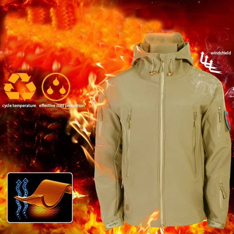 Winter Autumn Tactical Jacket Suit Men Army Softshell Tactical Waterproof Jackets Fishing Hiking Camping Climbing Fleece Jacket