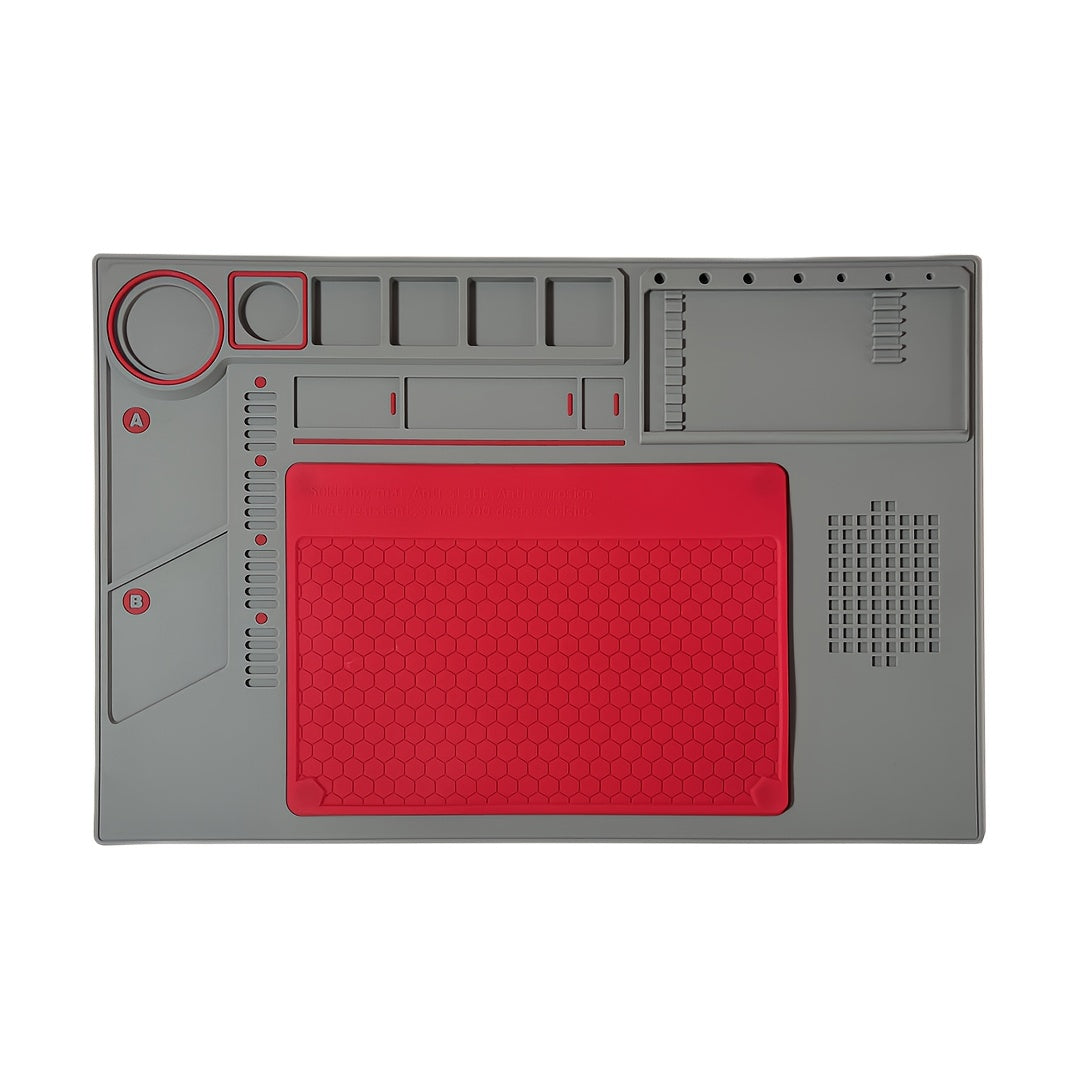 Wholesale Price Silicone/PVC Soldering Mat, Anti-slip Insulation Phone Repair Mat Screw Table Mat Set for Workbench Desk Maintenance Tools Divided Area, Heat Resistant Mat with Magnetic
