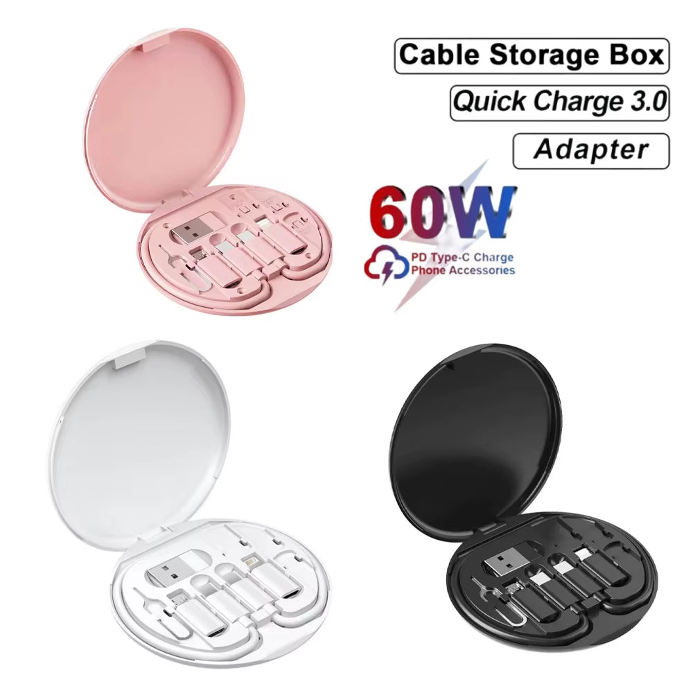 Multi USB Type C to C 60W Charging Adapter Cable Kit USB C to Lighting Conversion Set USB a & Type C to Micro/Lighting/Type C
