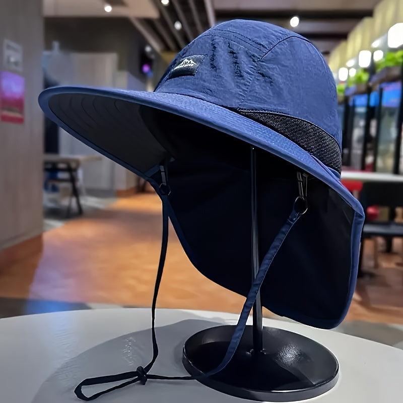 Unisex outdoor sun hat suitable for fishing, travel, camping, and hiking - made of durable polyester material, available in 4 colors: navy blue, black, khaki, and street style.