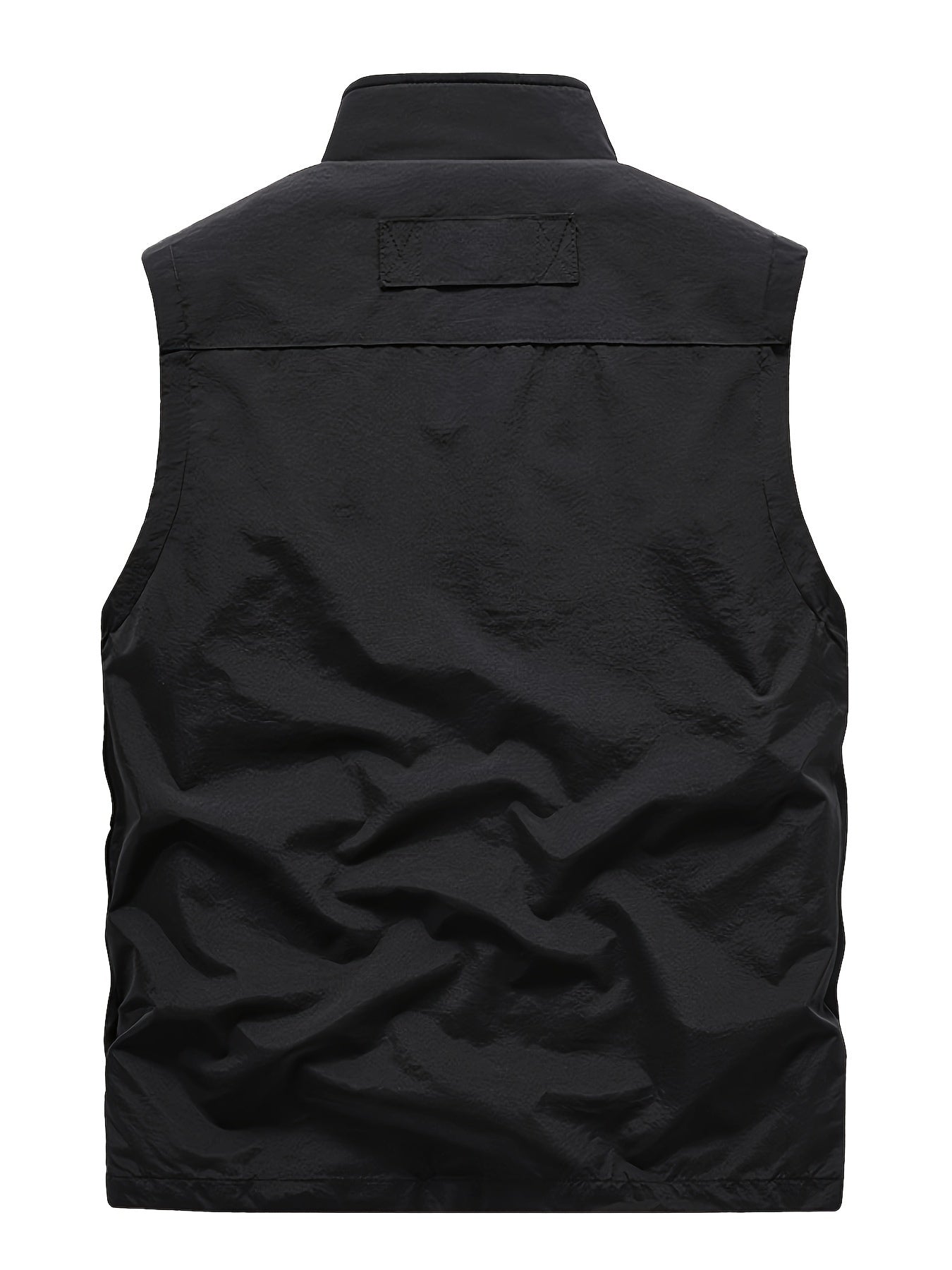 Zipper Pockets Cargo Vest, Men's Casual Outwear Stand Collar Zip Up Vest For Spring Summer Outdoor Fishing Photography