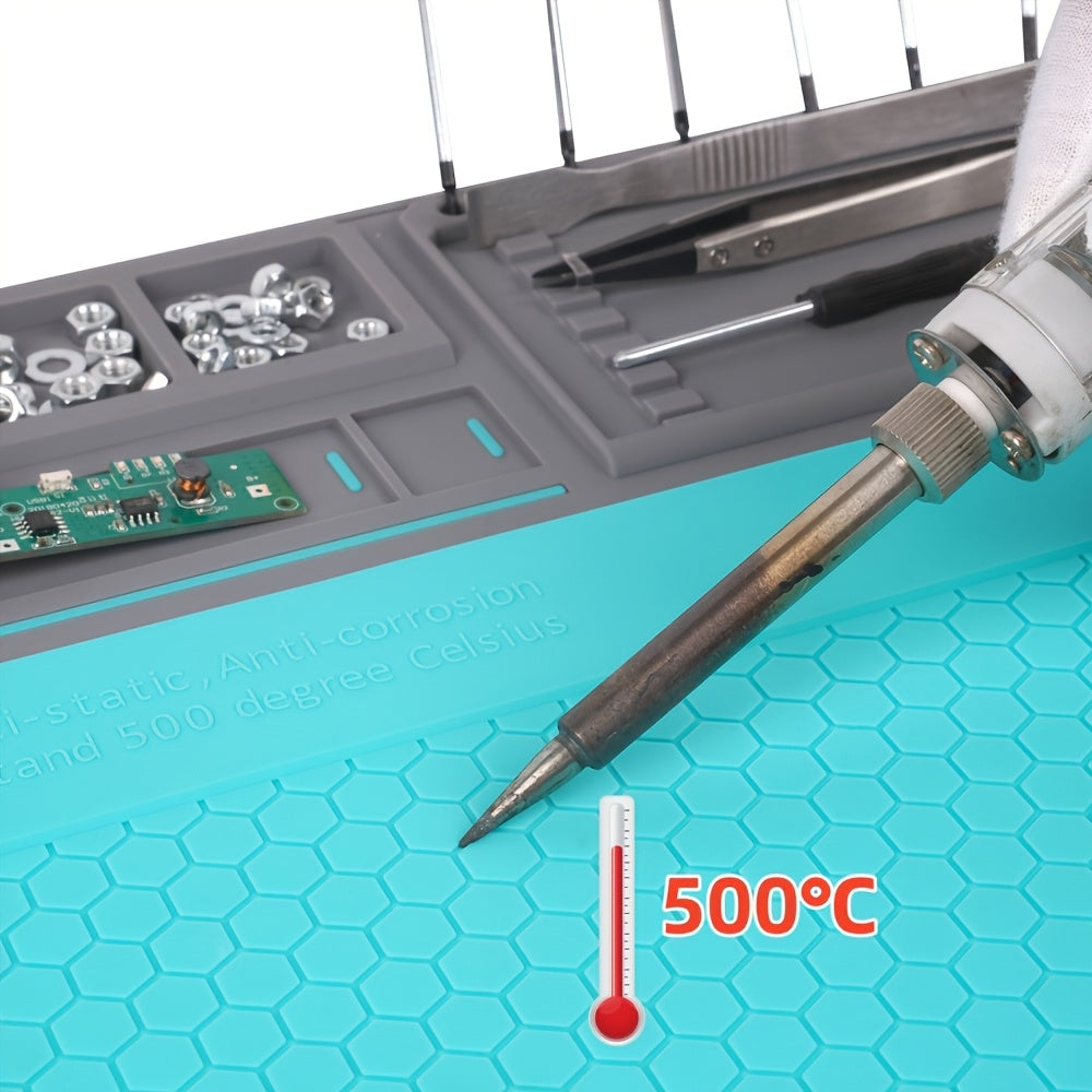 Wholesale Price Silicone/PVC Soldering Mat, Anti-slip Insulation Phone Repair Mat Screw Table Mat Set for Workbench Desk Maintenance Tools Divided Area, Heat Resistant Mat with Magnetic