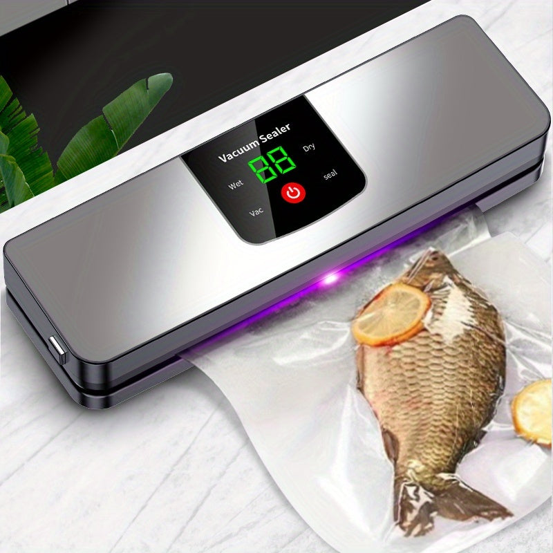 USB Rechargeable Automatic Vacuum Sealer with LED Display - Portable Food Storage Solution for Camping, Hunting & Kitchen Use, Ideal Mother'S Day & Christmas Gift, Outdoor Food Storage|Automatic Sealing Machine|Durable Constr