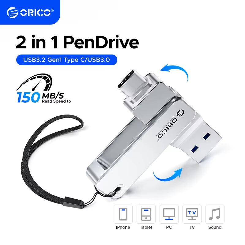 2 in 1 Dual Flash Drive High Speed Pen Drive OTG Type C USB a Dual Interfaces for Macbook Android