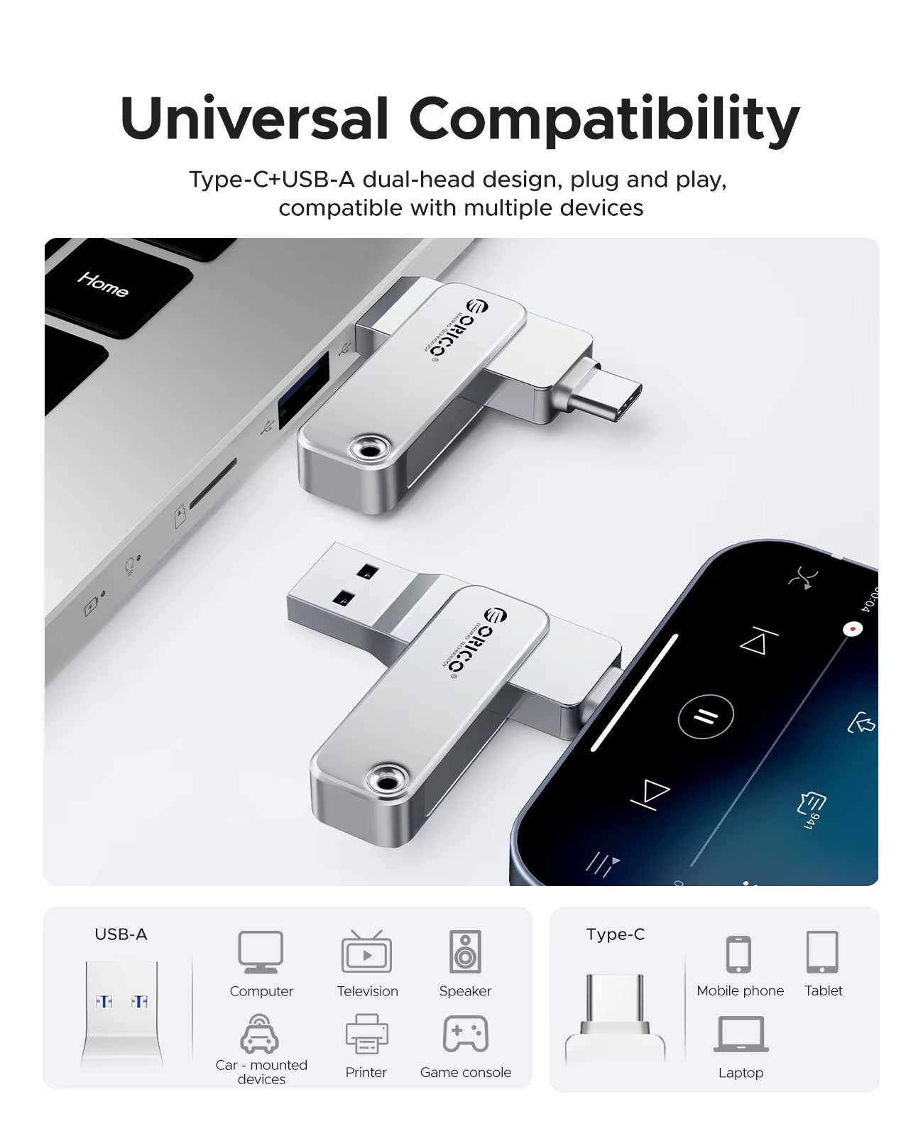 2 in 1 Dual Flash Drive High Speed Pen Drive OTG Type C USB a Dual Interfaces for Macbook Android