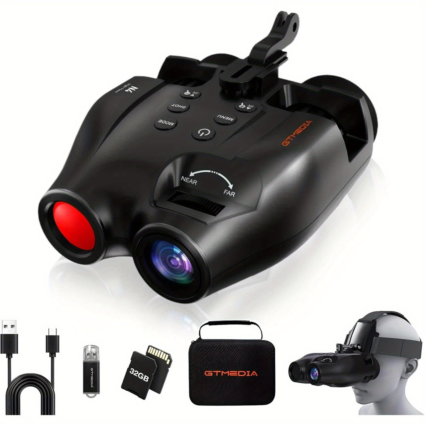 Night Vision Binoculars, Night Vision Goggles, Infrared Night Vision, HD Display Screen, Photo and Video Storage on 32GB TF Card, Head Mounted Hunting Binoculars for Travel & Outdoor Hunting