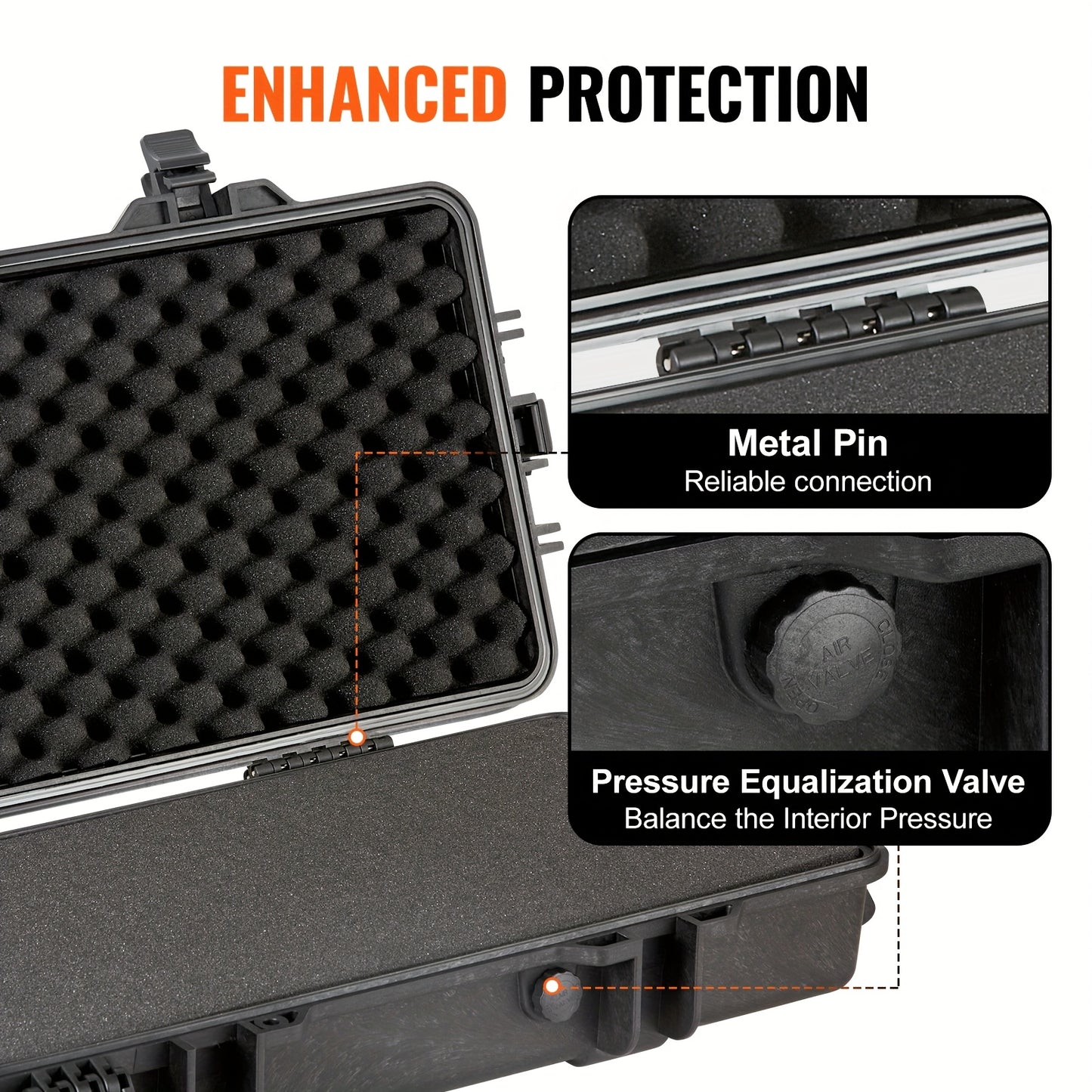 VEVOR 127.0cm Lockable Rifle Case with Wheels, 3-Layer Fully-Protective Foam, High Quality & Crushproof Hard Gun Case for Two Rifles/Shotguns & Airsoft Guns - Hunting & Fishing Gear, Gun Accessories