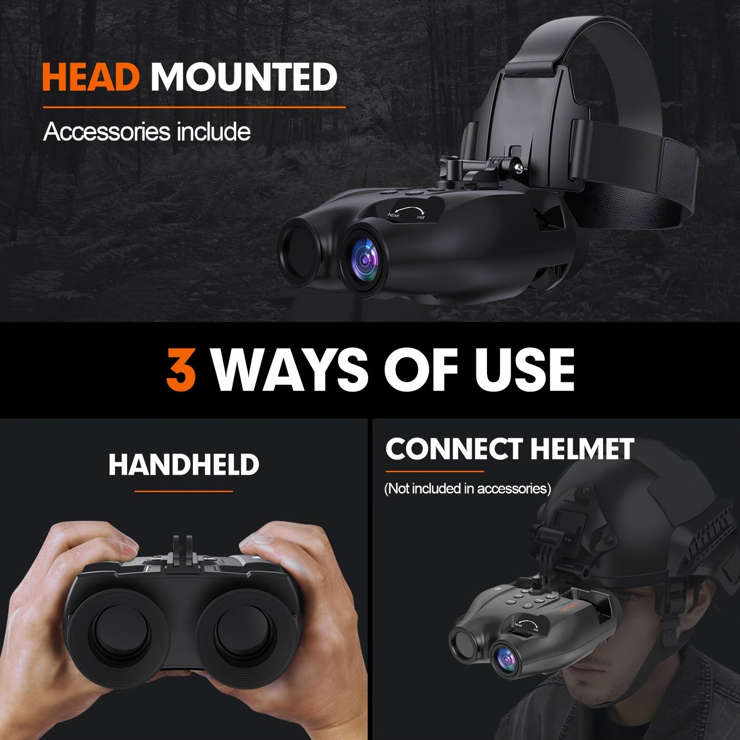 Night Vision Binoculars, Night Vision Goggles, Infrared Night Vision, HD Display Screen, Photo and Video Storage on 32GB TF Card, Head Mounted Hunting Binoculars for Travel & Outdoor Hunting