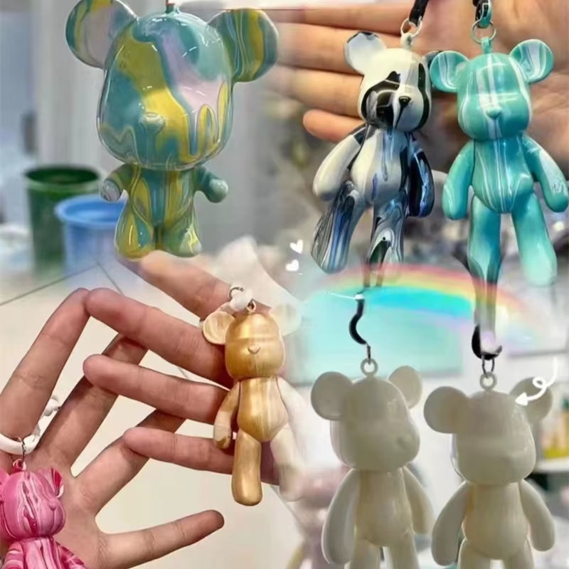 Handcrafted Creative Fluid Bear Sculpture - White Mold Doll Figurine for Home Decor and Ornaments