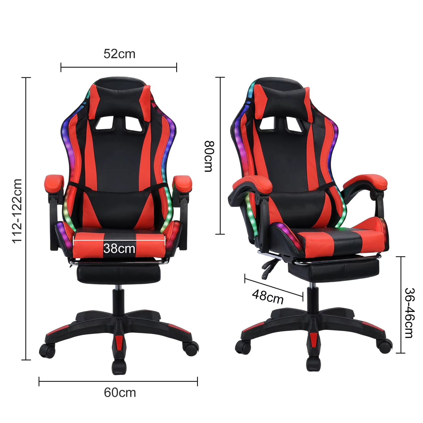 Gaming Chair with Bluetooth-Compatible Speakers and RGB LED Lights Massage Computer Gaming Chair with Height Adjustable