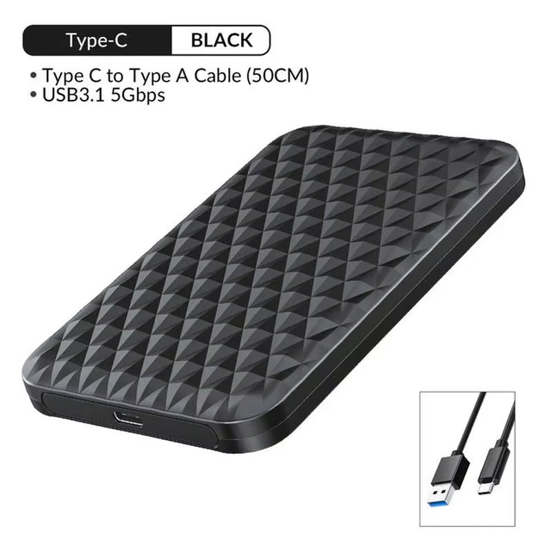 2.5 Inch HDD Case Type C External Hard Drive Case SATA to USB 3.1 HDD Enclosure Box for SATA HDD SSD Case Support UASP