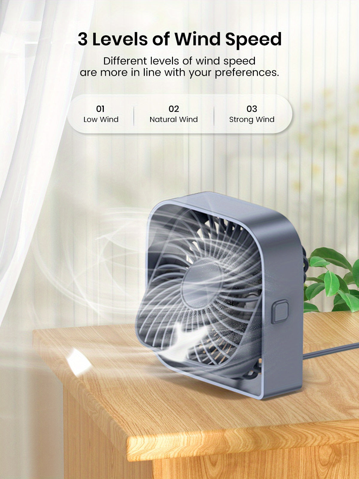 Stay Cool & Comfortable Anywhere: Portable USB Desk Fan with 3 Speeds & 360° Silent Operation